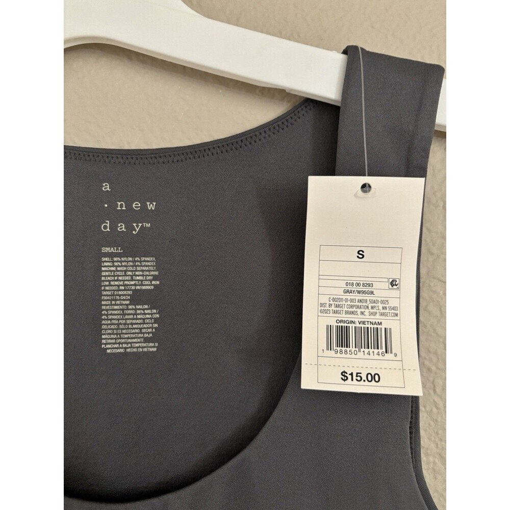 A New Day Gray Sleeveless Cropped Scoop Neck Stretch Knit Tank Top S - Picture 2 of 3